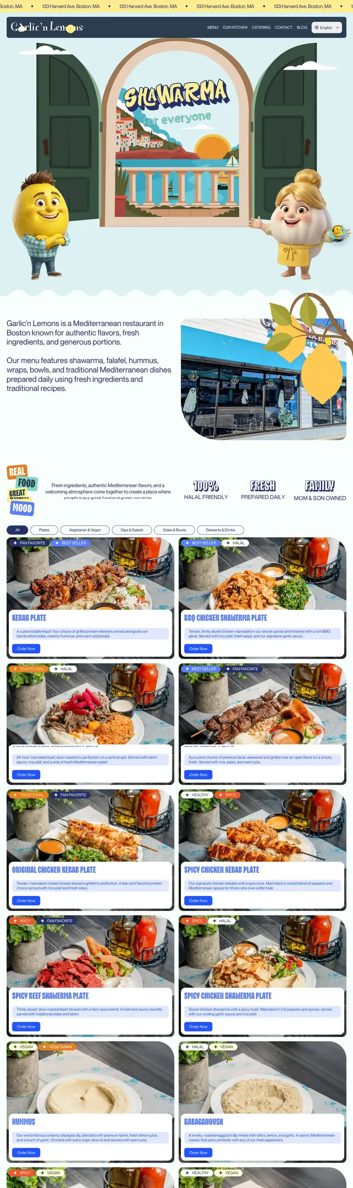 O site animado do Garlic'n Lemons