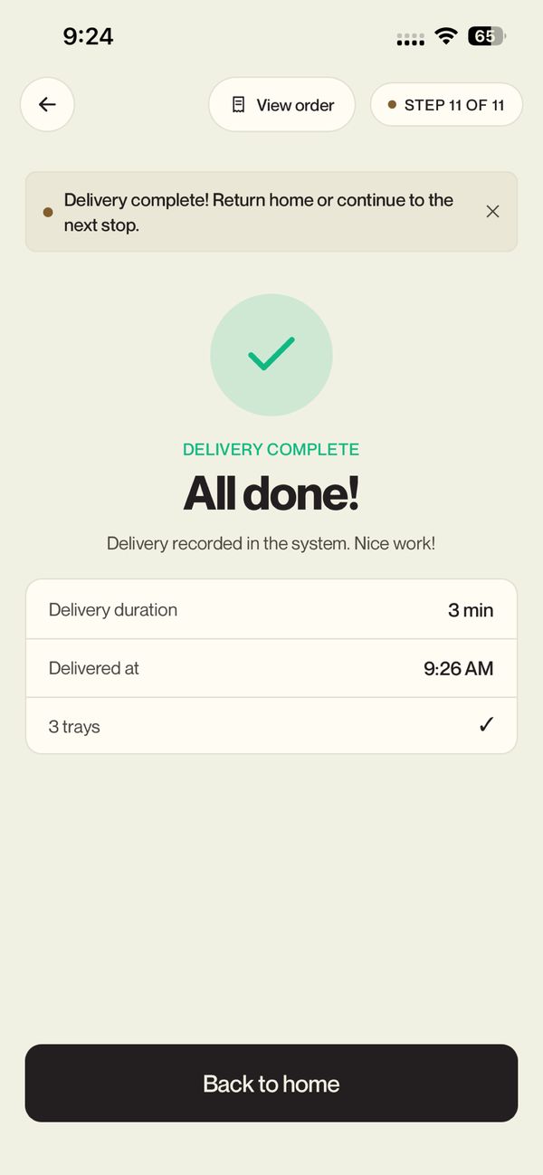 App do entregador da Winfield: entrega concluída e registrada