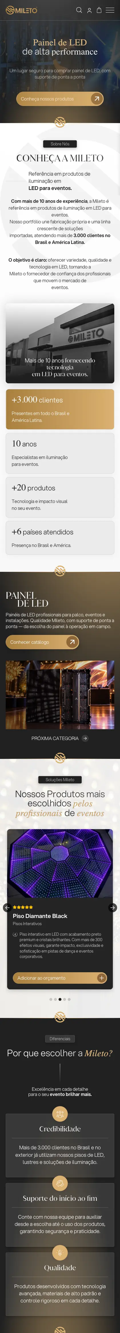 A loja virtual da Mileto, no celular
