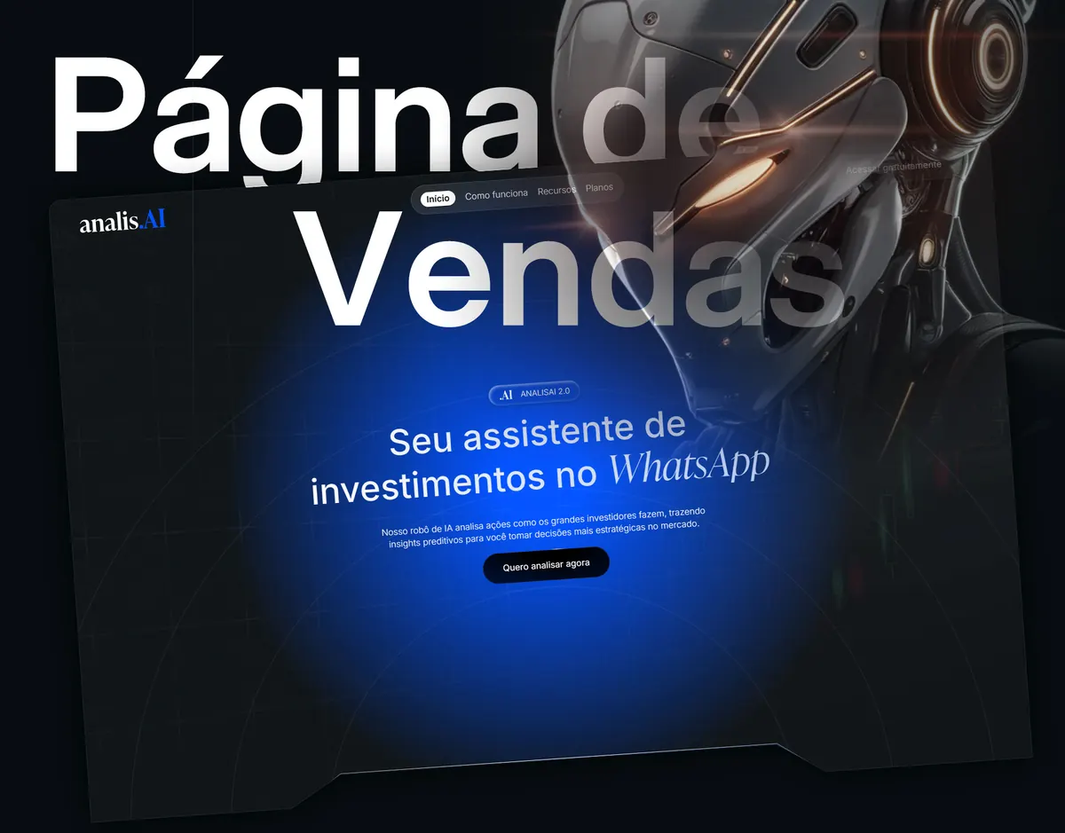 Landing page da AnalisAI, assistente de investimentos no WhatsApp, criada pela CGRabbit