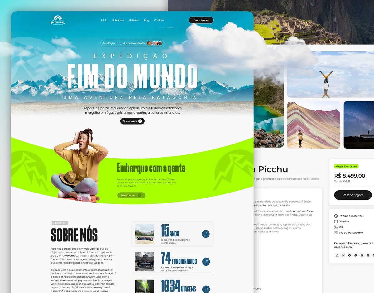 Site institucional da Buffalo Bill Turismo, criado pela CGRabbit