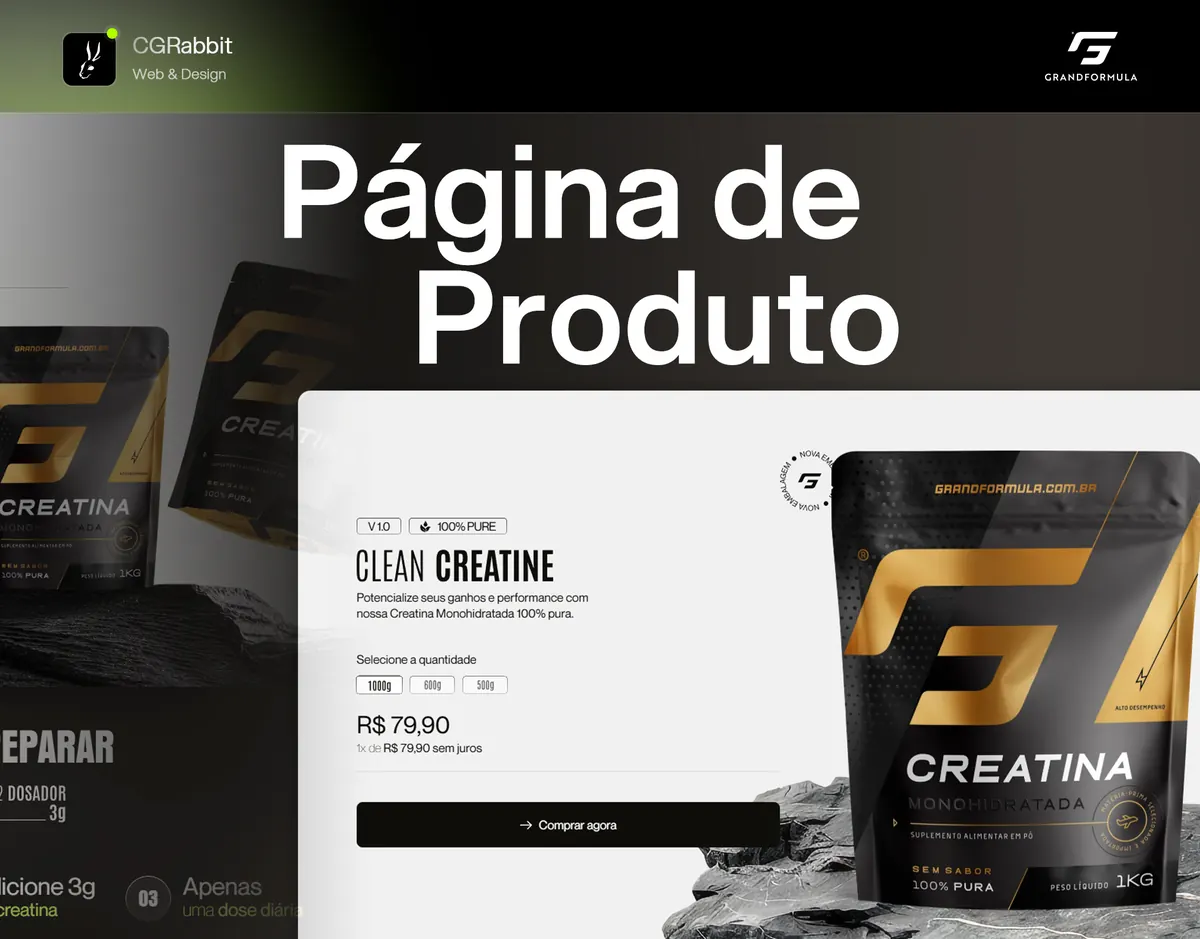 Página de produto da GrandFormula, Clean Creatine, com o botão de compra