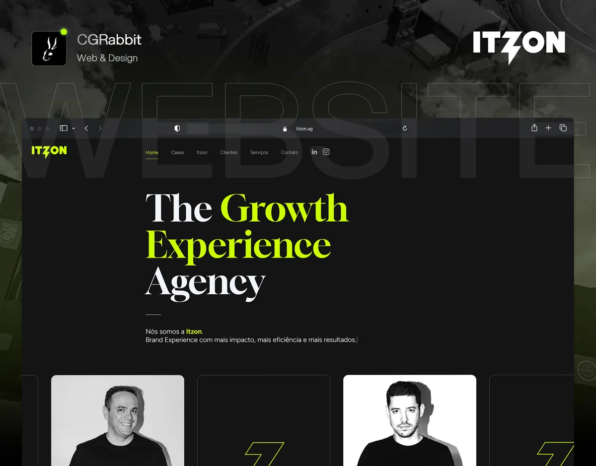 Site da Itzon, agência de growth, no computador, criado pela CGRabbit
