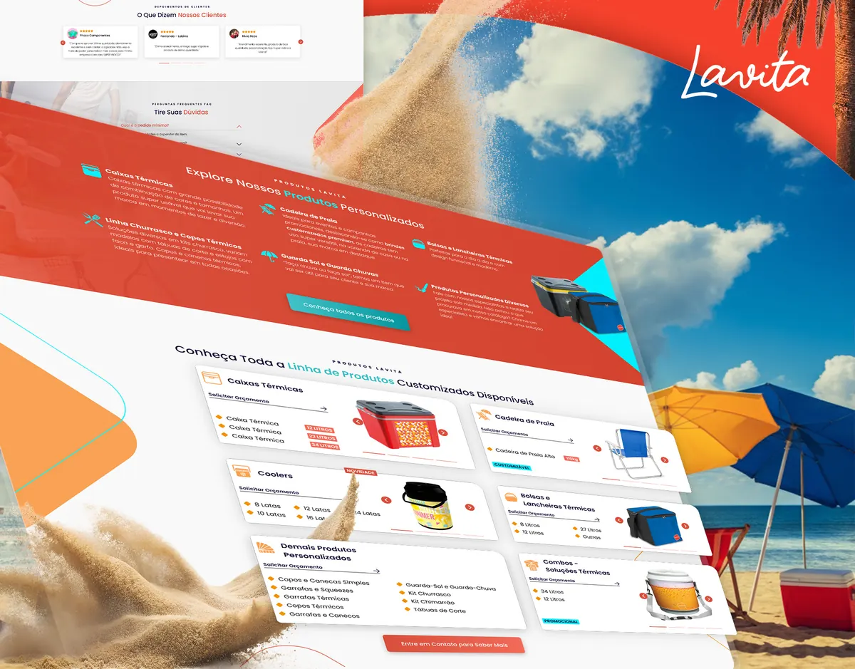 Design da landing page da LAVITA, brindes corporativos personalizados, criado pela CGRabbit