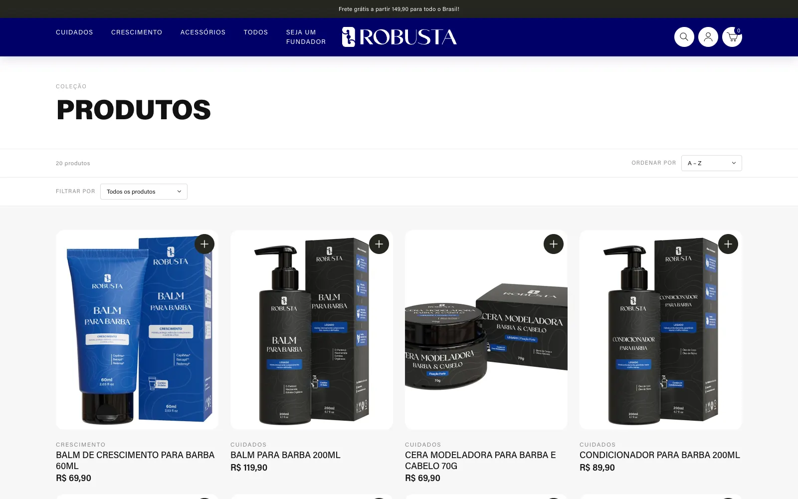 Catálogo da loja da Robusta