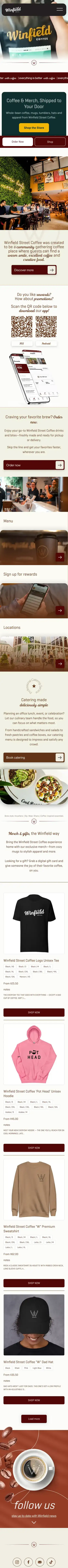 O site da Winfield Street Coffee que construímos, no celular